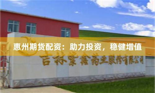 惠州期货配资：助力投资，稳健增值
